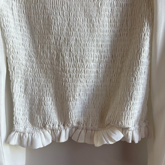 Petal Roz White Ruched long sleeve chiffon top women’s small blouse - Picture 7 of 11